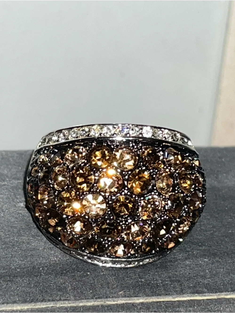 Park Lane Bronze Crystal Dome Ring with Pavé Accents